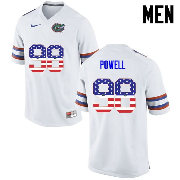 Men's NCAA Florida Gators Jorge Powell #98 Stitched Authentic USA Flag Fashion Nike White College Football Jersey EHE6265ST